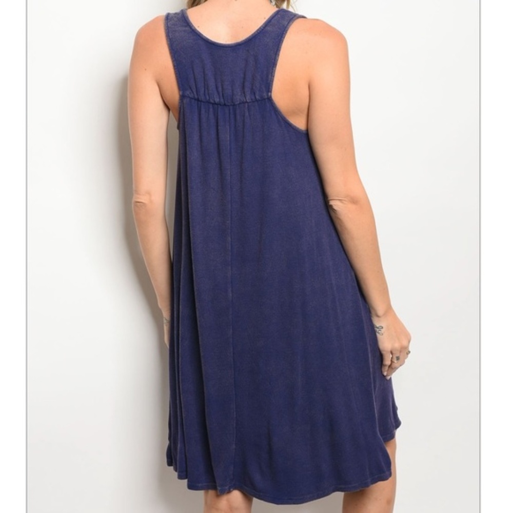 Navy Mineral Wash Ribbed Dress - Picture 4 of 4